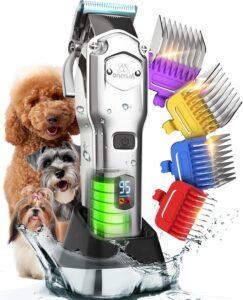 Oneisall cordless dog grooming clippers in silver - durable and skin-safe grooming tool