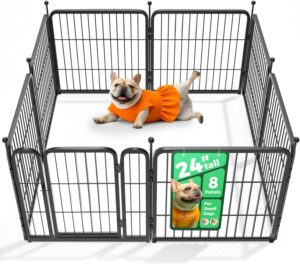 FXW Dog Playpen, 24 inch 8 panels, black - spacious and secure play area for dogs